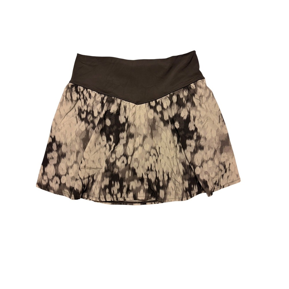 Aerie Offline Sz L Gray White Abstract Animal Printed Sporty Skirt Skort Shorts
